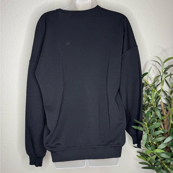 St. Croix Black Merino Wool Sweater Men’s M USA Made Pullover Knit V-Neck Vintag - Picture 5 of 6